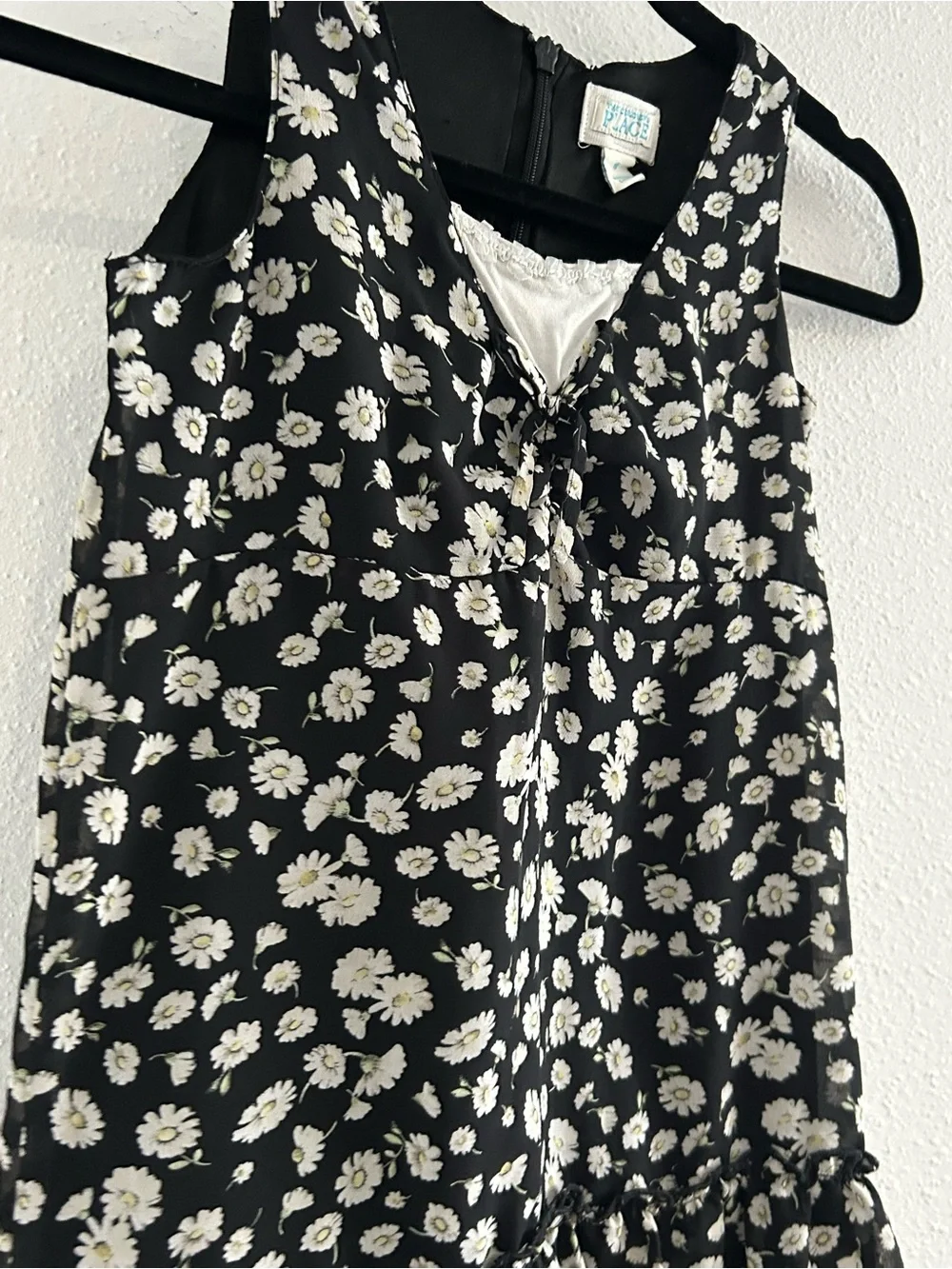 The Children's Place Black with White Daisy Tiered Dress